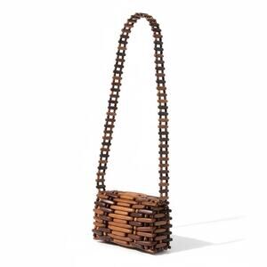 Vintage exotic wood beaded purse Crossbody island handmade Festival Boho EUC